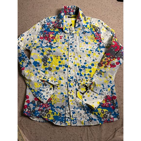 Kenneth Cole New York Men’s Large Button Down Shirt Paint Splatter Print - Picture 1 of 7